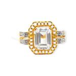 Fabulous Gold Ring with Beautiful Design and White Stone for Ladies